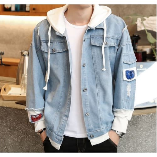 Men Jeans Denim  Hoodie  Jacket