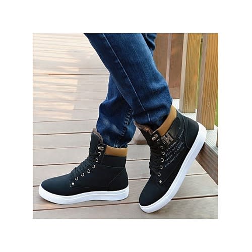 Men's High Top Casual Sneakers - Black