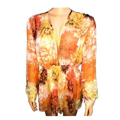 Ladies Floral Print Silk Blouse