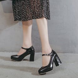 Block Platform Heels Cover Shoe-black