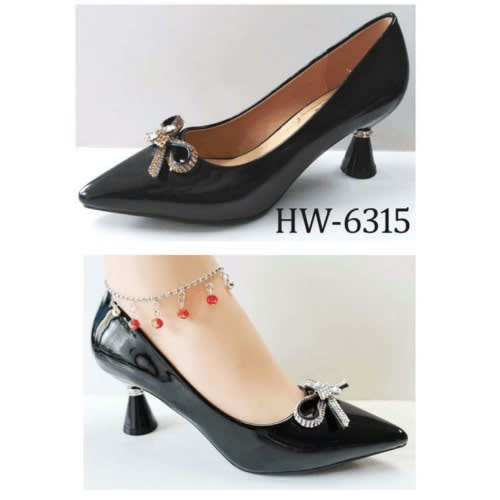 Pointed Toe Patent Leather Hourglass Heeled Shoe