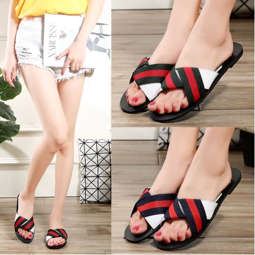 Women's Crossed Slippers - White