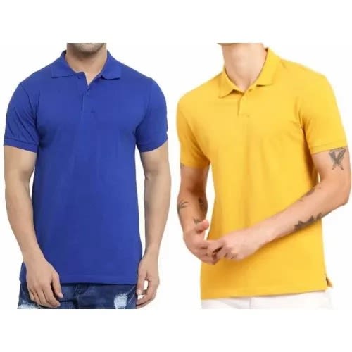 Short Sleeves Polo Shirts- 2pcs - Blue And Yellow