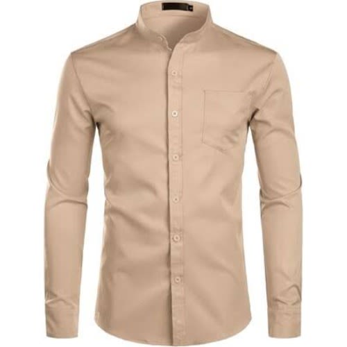Men's Collar Slim Shirt - Dark Brown