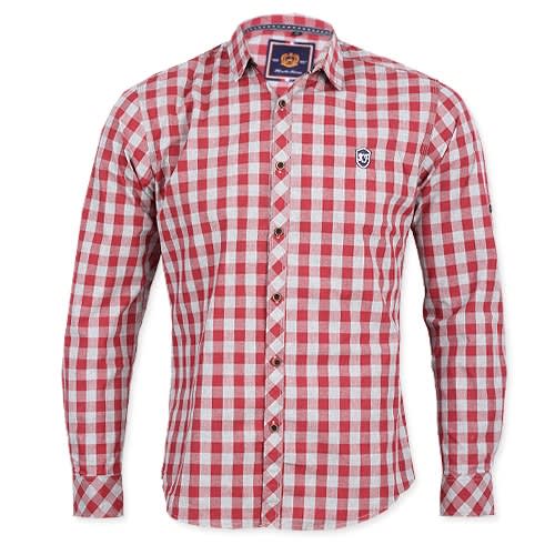 Men's Casual Shirt In Wine/grey Checks