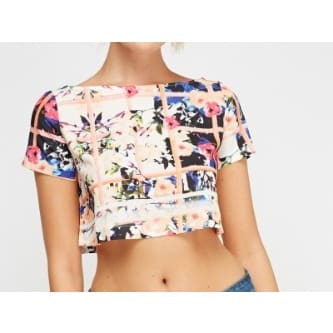 Floral Print Crop Top - 0090