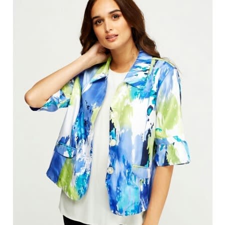 Flared Sleeve Collared Printed Top