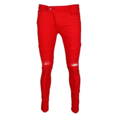 Men's Ripped Cool Stretchy Jeans-red