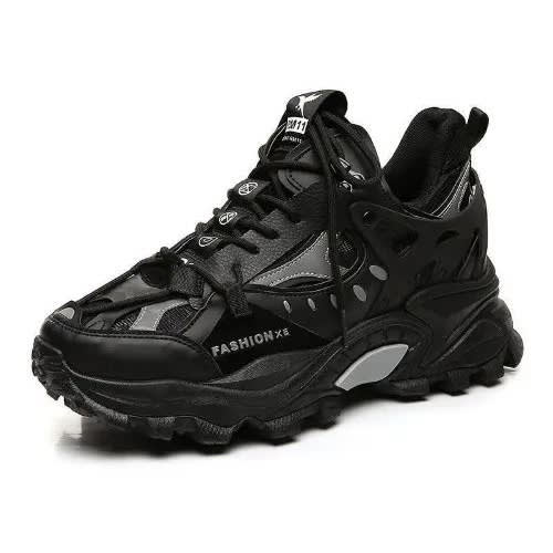 Hi Top Lace Up Sneakers - Black