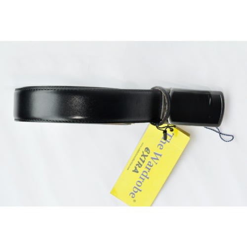 Leather Men Pin Up Plain Belt-black- Size-120/48 Cm