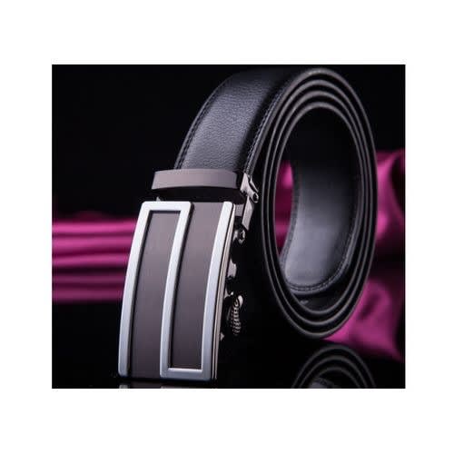 Men Designers Pin-less Automatic Leather Belt - Black