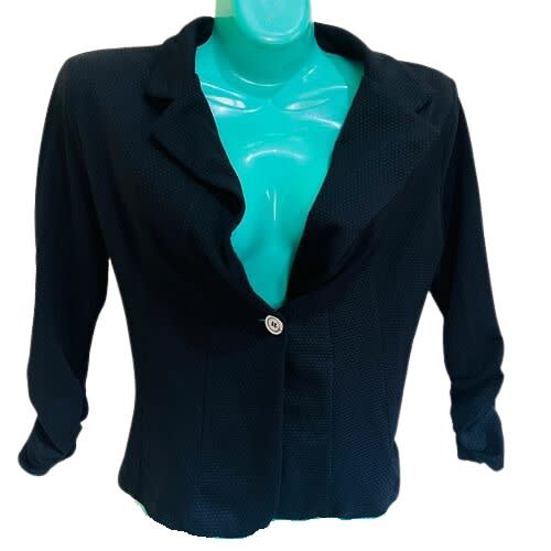 Blazer With Long Rouched Sleeves - Black