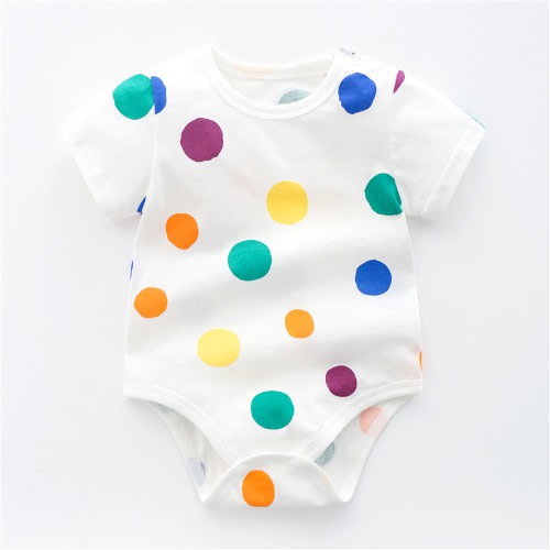 Polka Dots Baby Romper - White Multicolour