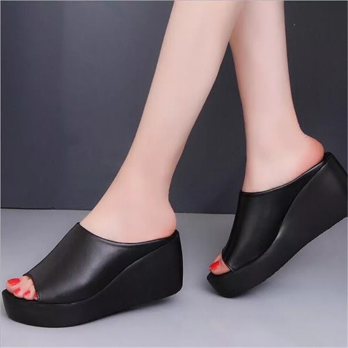 Wedge Slippers For Ladies - Black