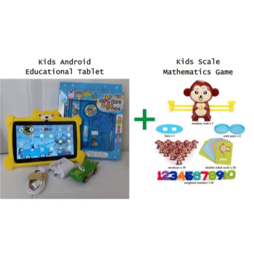 T279 -Kids Learning Tablet -  Yellow + Maths Counting Scale Game