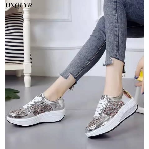 Ladies Wedge Sequence Sneakers