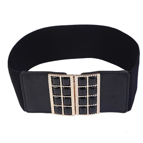 Ladies Elastic Wide Waist  Belt - Black