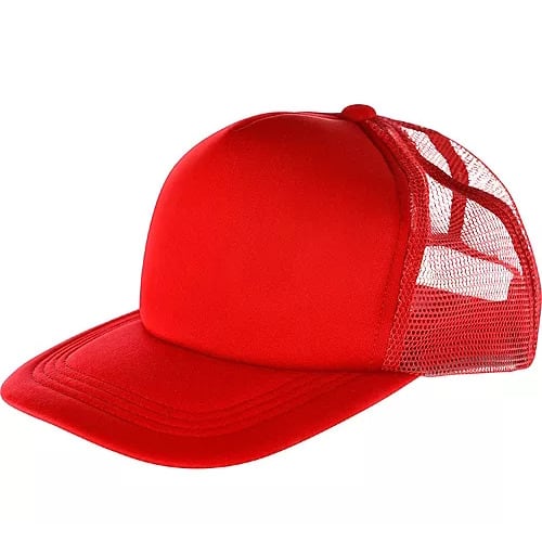 Women Plain Red Baseball Face Cap With  Net Back