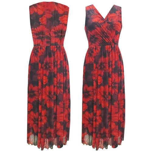 Red & Black Floral Maxi Dress