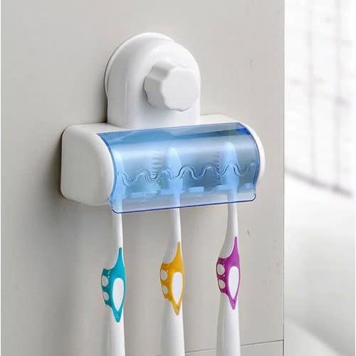 Toothbrush Holder With Magic Suction Cup Easily Wall Mounted