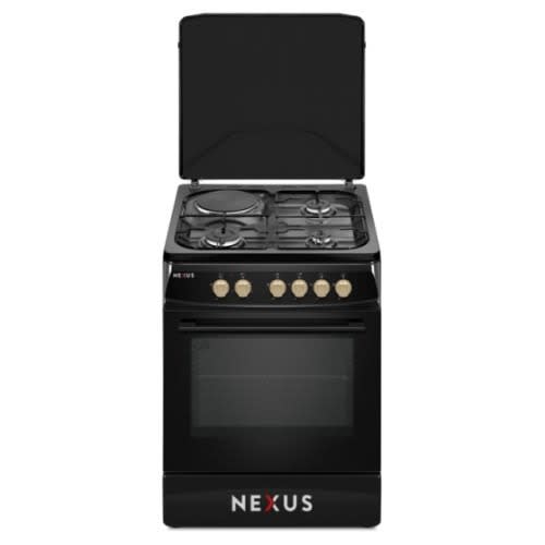3 Gas + 1 Electric Burner With Oven And Grill - Free Standing 60x60cm - Nx-6004  - Black