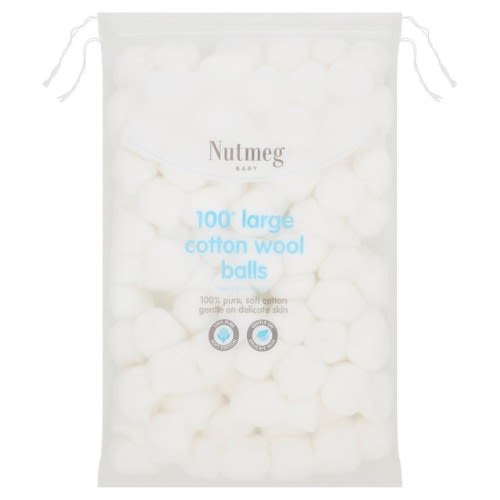 Nutmeg - Large Cotton Wool Balls - 100 Per Pack