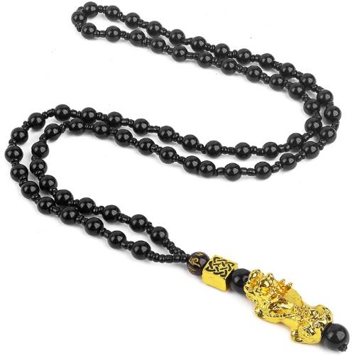 Feng Shui Pixiu Pi Yao Black Obsidian Necklace