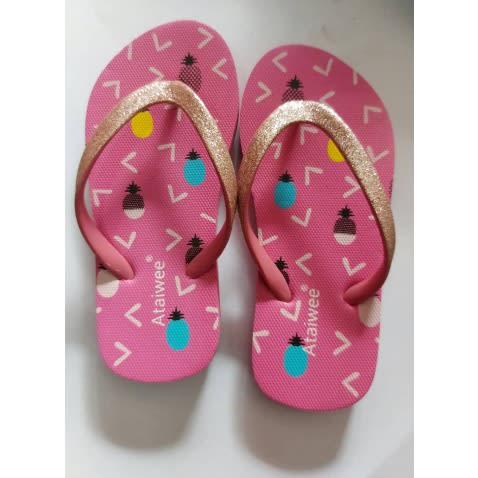 Gold Glittery Girl Slippers- Pink