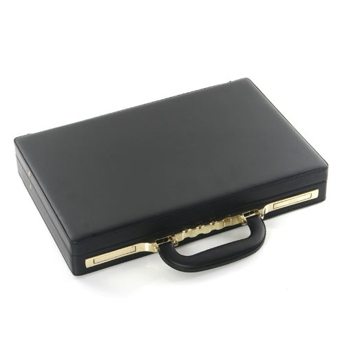 Leather Briefcase - Passcode Office Bag - Black