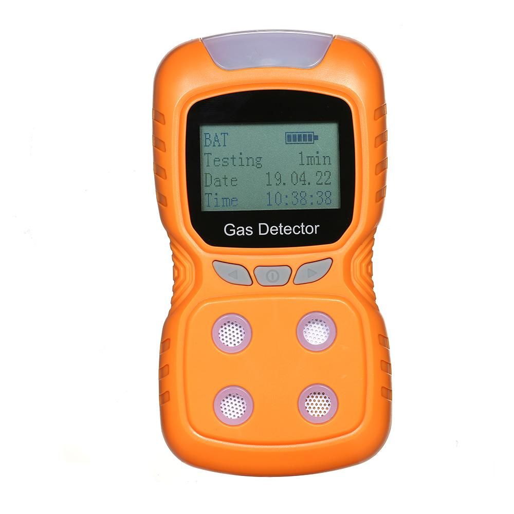 4 in 1 Gas Detector CO Monitor Digital Handheld Toxic Gas Carbon Monoxide Detector Hydrogen Sulfide Gas Tester with LCD Display Sound+ Light Vibration Alarm