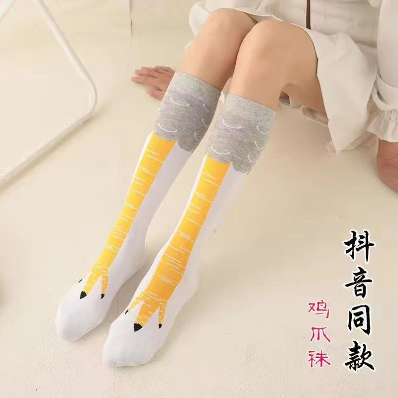 (White Calf)Chicken Paw Stocking Women Spring Autumn Winter Over-knee Pressure Thin Leg Long S SMA