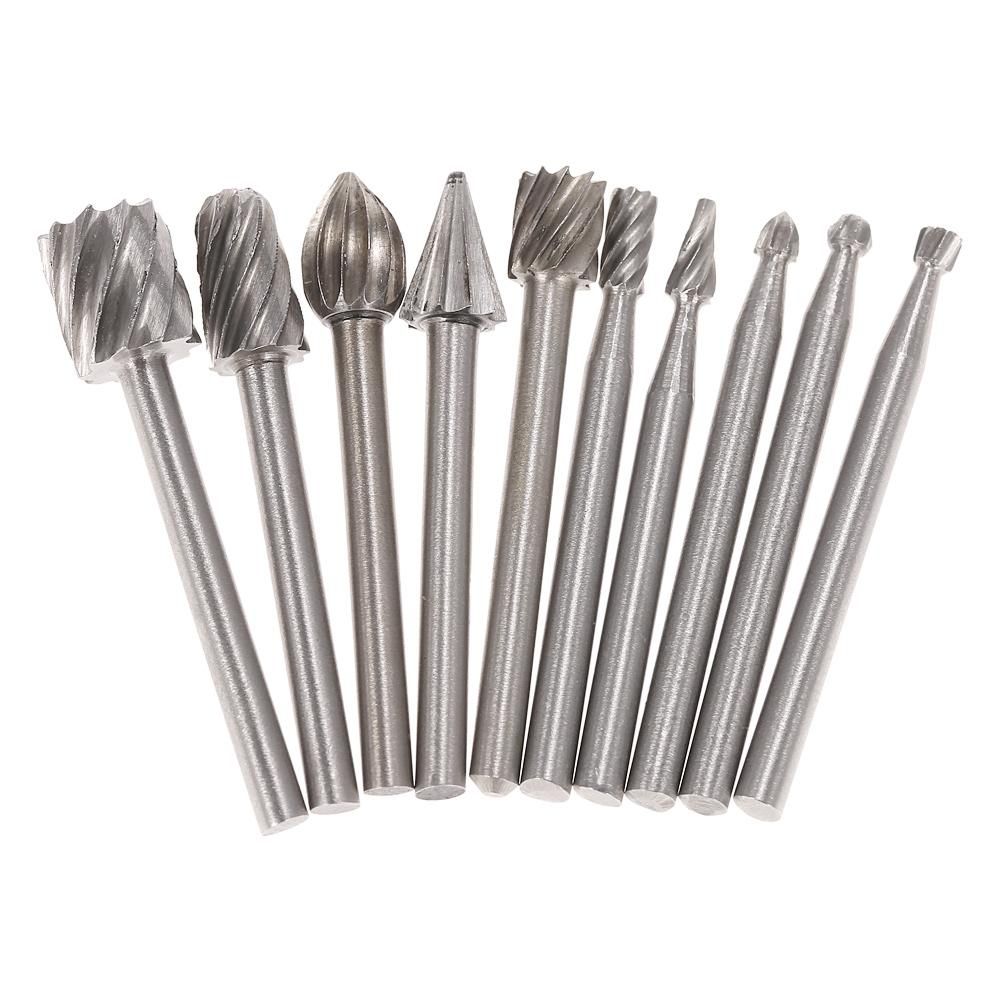 Electric Grinding Accessories 10pcs 3mm Shank HSS Router Bits Rotary Burr for Drill Woodworking Tool Set CNC Engraving