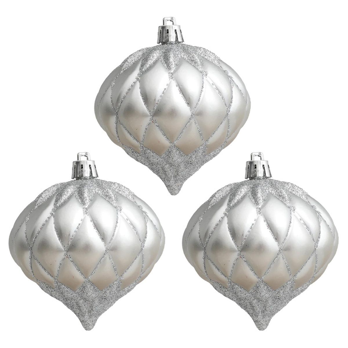 3PcsBox Threaded Ball Christmas Tree Decorations Hanging Ball Silver