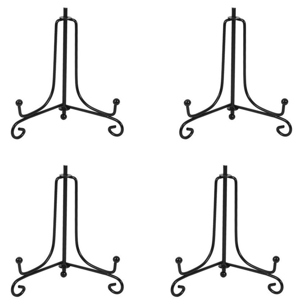 (4 pack)Iron Display Stand, Black Iron Easel Plate Display Photo Holder Stand, Displays Picture Frames, Cookbooks, Decorative Plates, Tablets and Art 4 Inch