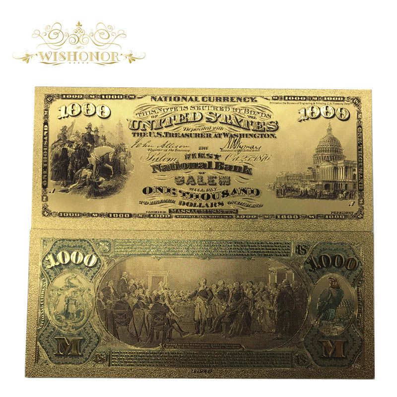Colored America Gold Banknotes USD 100000 Dollars Banknote