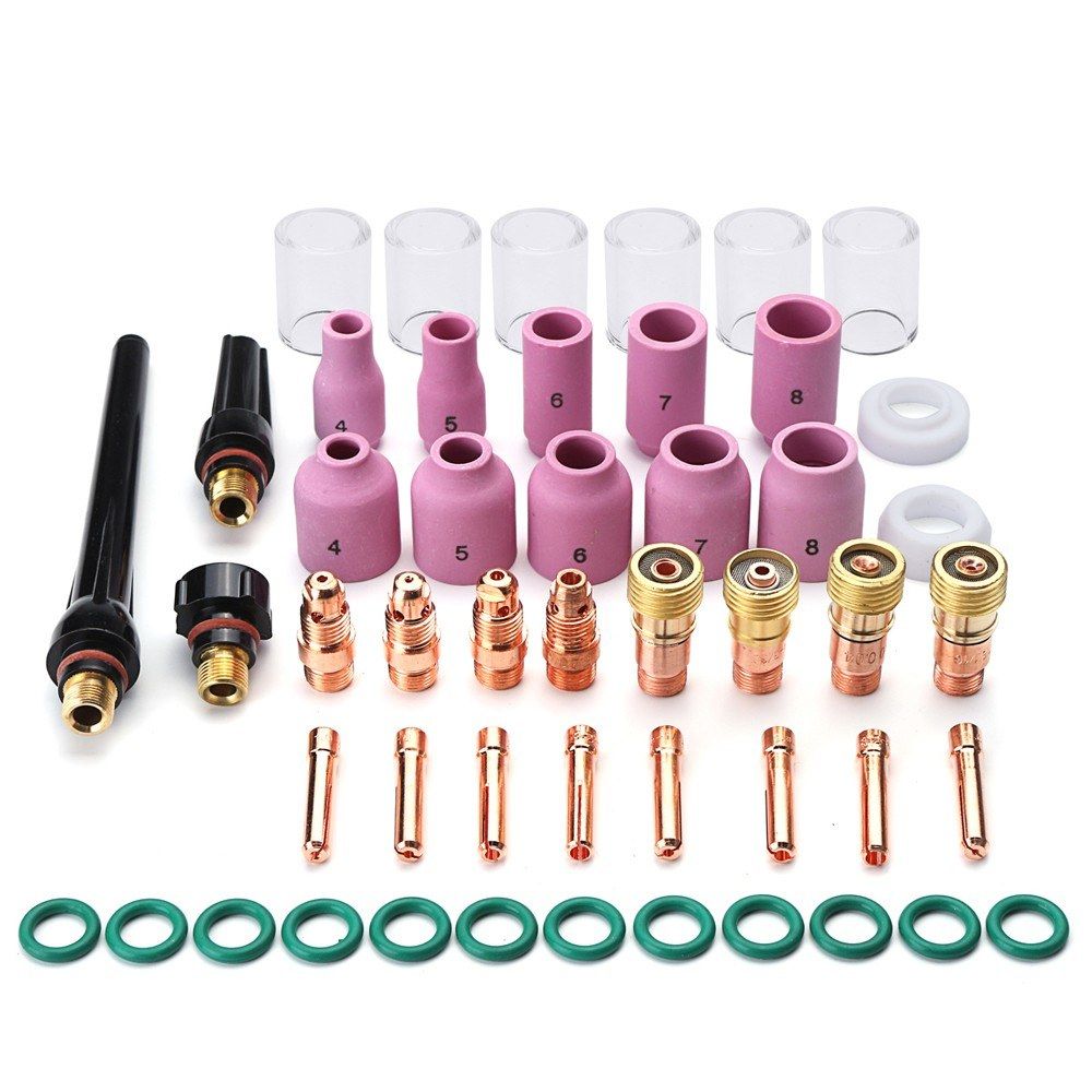 49PCS TIG Welding Torch Stubby Gas Lens #10 Pyrex Glass Cup