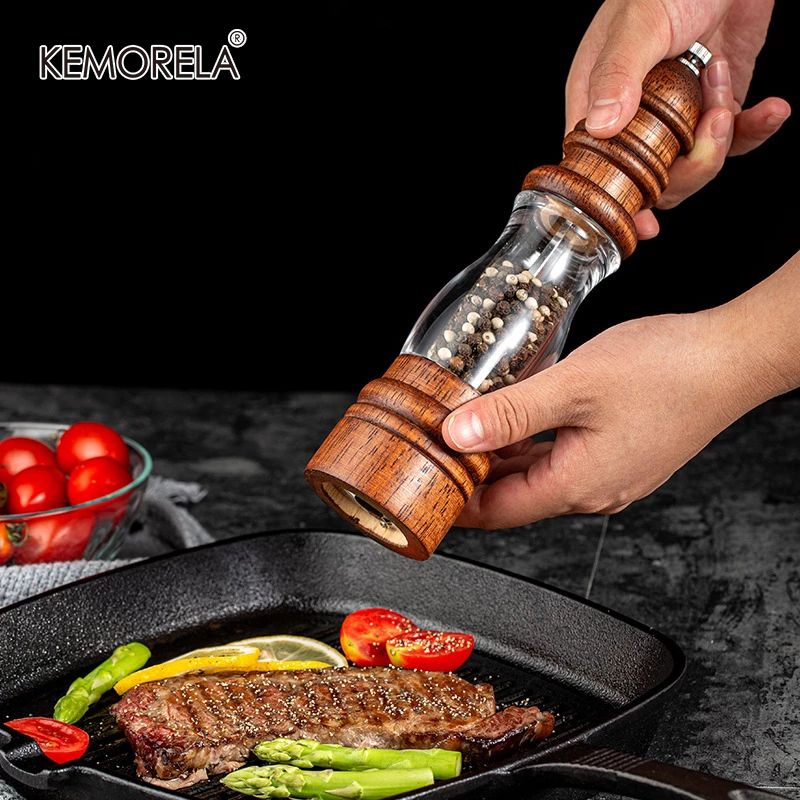 （pepper Grinder）Wooden Salt And Pepper Grinder Manual Wood And Spice Pepper Mill Adjustable Coarseness Ceramic Grinder BBQ Kitchen Tools GRE