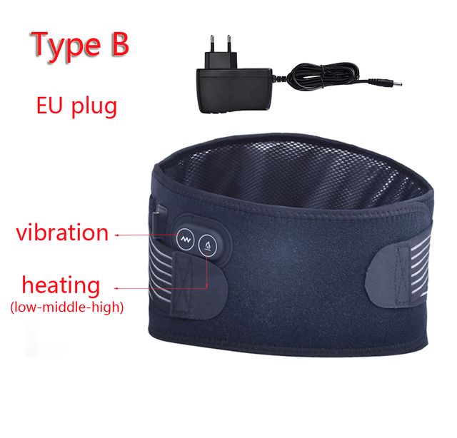 Scoliosis Waist Disk Heating Belt Lumbar Pad Infrared Heat Back Pain Lumbar Electric Massager Herniated Disc Spine Brace(#Type B EU Plug)