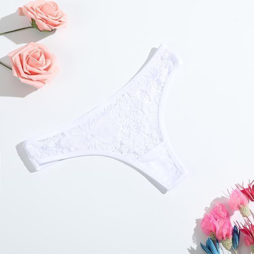 1 Pcs Lady T-back Solid Color Lace Panties Sexy Elastic Briefs Soft Comfortable