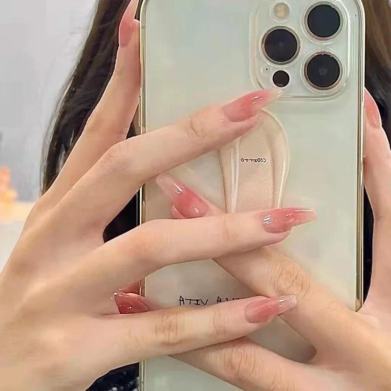 3 PCS of long nail wear a gentle blush pink nail nails, removable finished nail nail nails