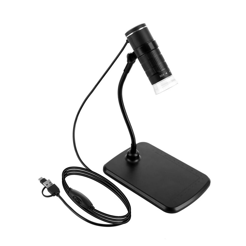 3-in-1 Wired Digital Microscope Portable 1080P Handheld Microscope with 50X-1000X Magnification Type-C+Micro USB+USB Ports