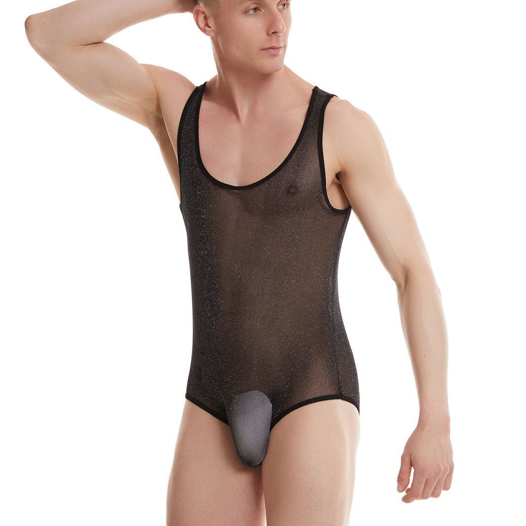 Men Y Mesh Bodysuit  Bodywear Underwear Wrestling Singlet Leotard Jumpsuit