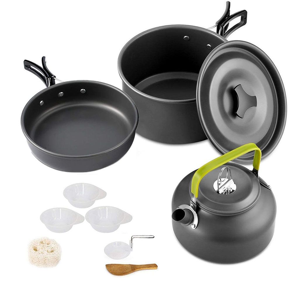 Camping Cookware Set Aluminum Nonstick Portable Outdoor Pots Set Outdoor Tableware Pan Frying