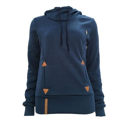 Women's Long Sleeve Pocket Design Embroidered Hoodie