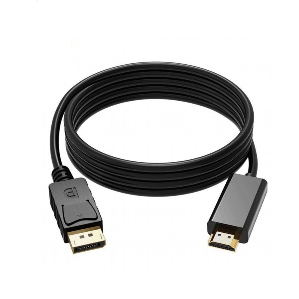 1.8M Display Port DP Male To HDMI Cable Adapter 4K Laptop PC HD TV Cable Black