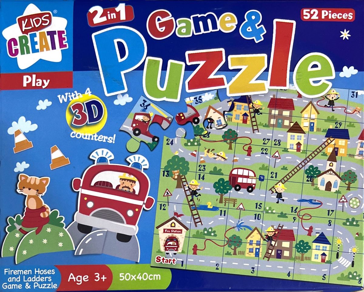 KIDS CREATE 2 IN 1 GAME & PUZZLE (FIREMEN HOSES AND LADDERS)