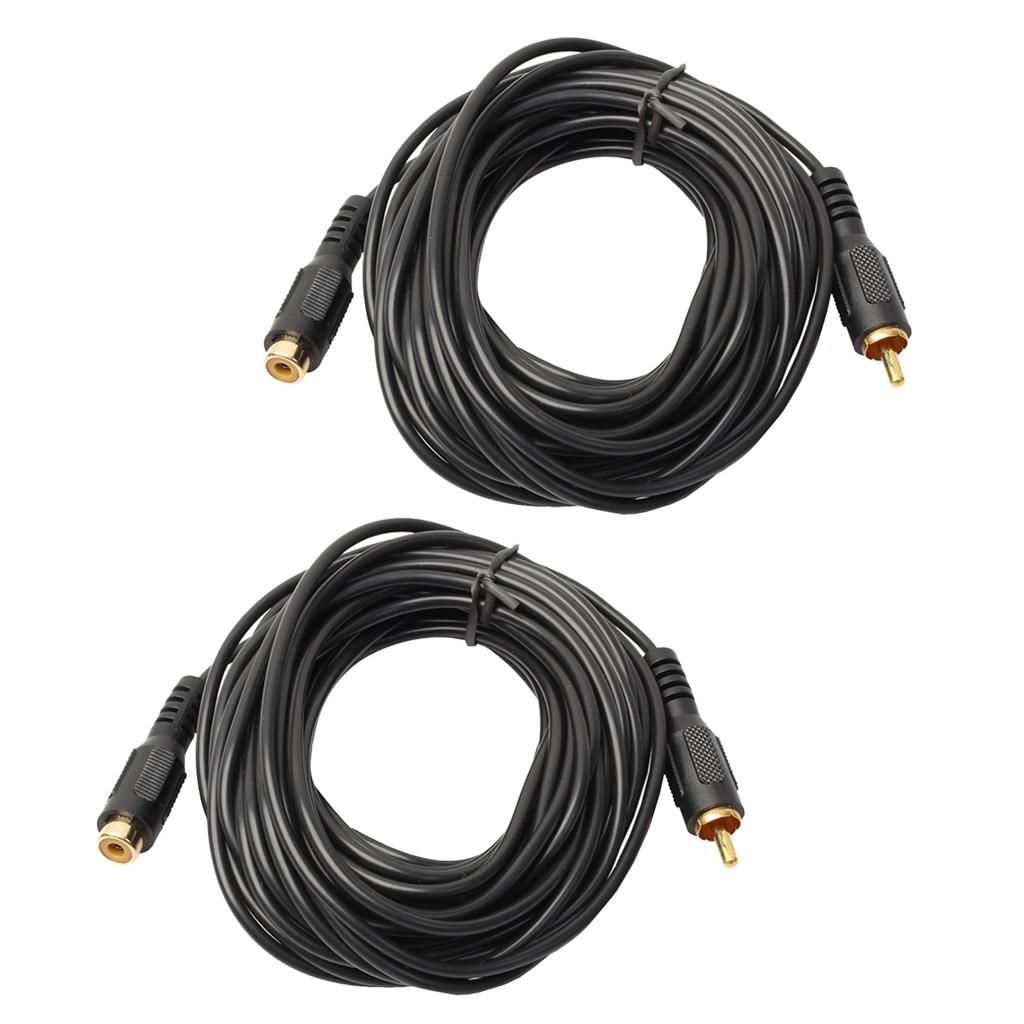 2Pack 25ft RCA Phono Extension Cable Male To Female M/F Audio Lead