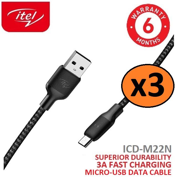 M22N 3A Extra Durable Braided Micro USB Cable - 3PCS