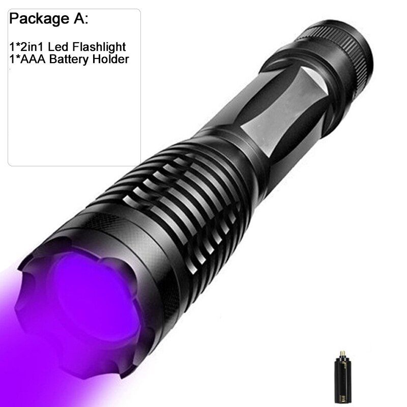 10000LM 2in1 Flashlight LED Linternas 395nm Ultraviolet For
