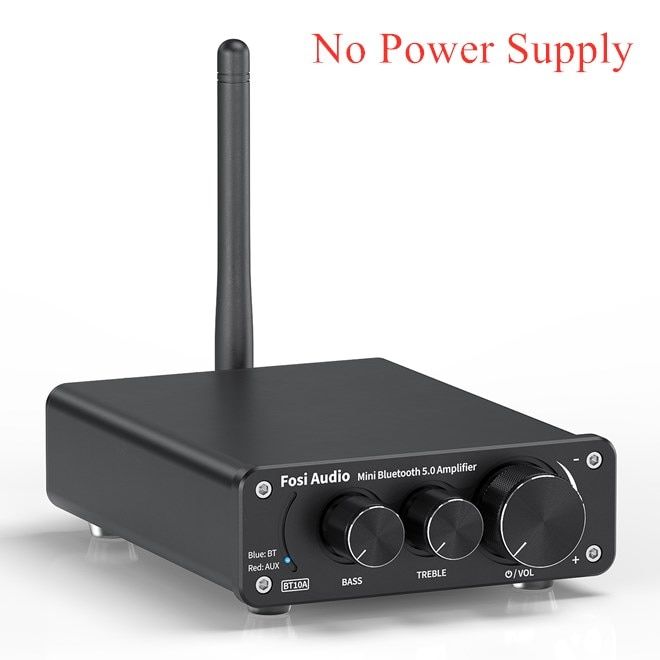 Fosi Audio Bluetooth 2 Channel Sound Power Stereo Amplifier TPA3116D2 Mini HiFi Digital Amp For Speakers 50W 10A Treble & Bass